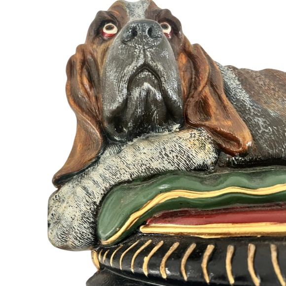 Vintage Bassett Hound Dog Cast Iron Large Doorstop upper deck Vintage Hand Paint - Picture 12 of 14